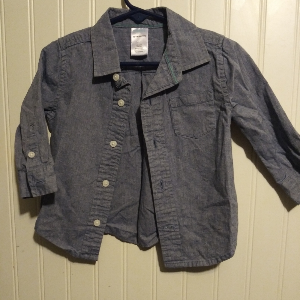 Blue long sleeve button down shirt